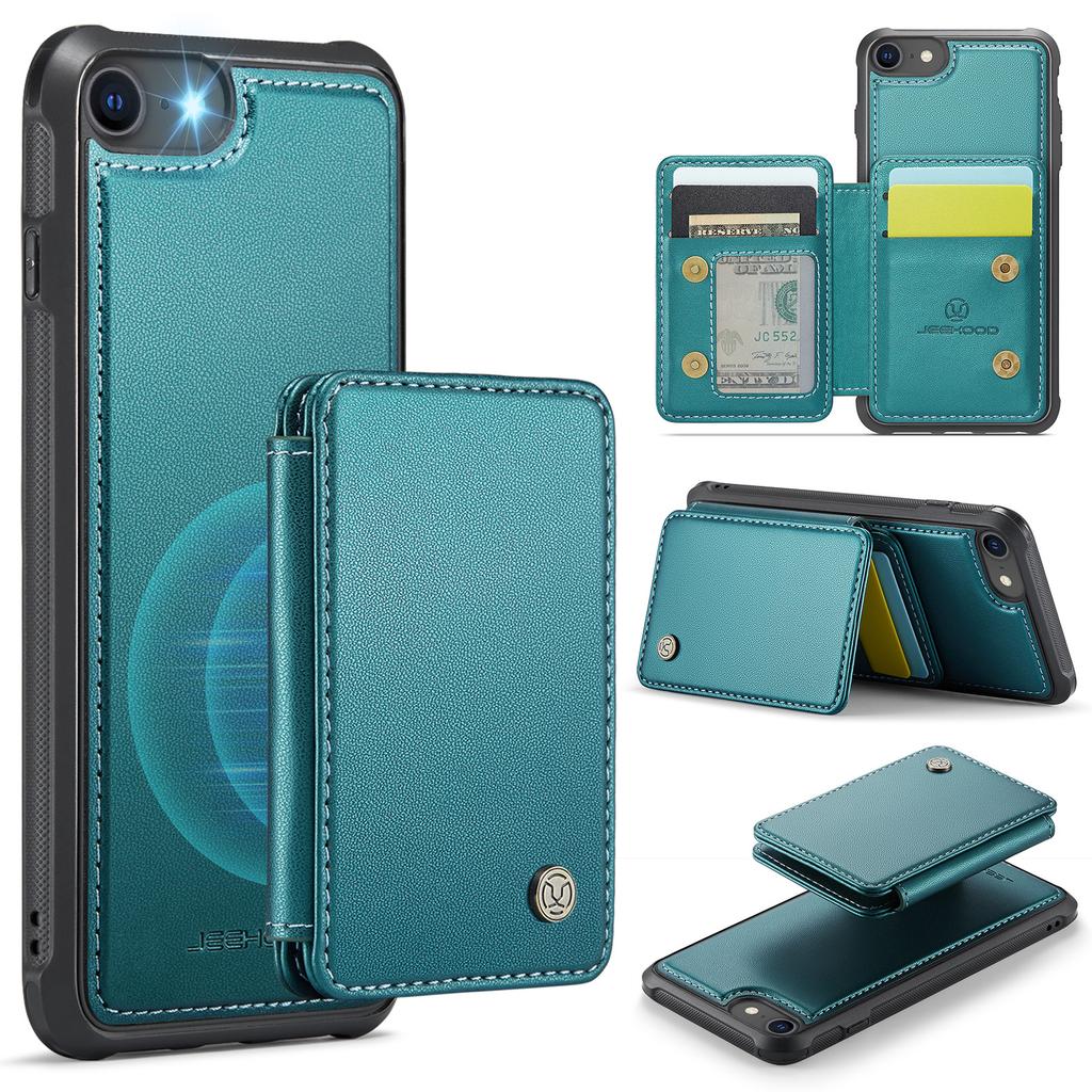 JEEHOOD J05 For iPhone SE (2022)/SE (2020)/8/7/6s/6 Case Leather Mobile Cover with Detachable Magnetic Card Bag