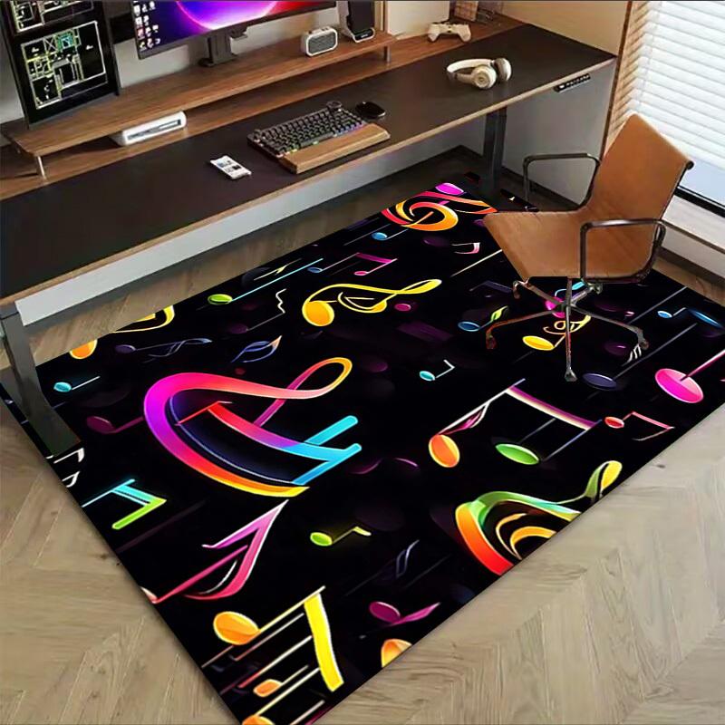 1PC Music Notes Extra Large Non Slip Floor Carpet, Office, Family, Bedroom, Studio Large Area Rug Indoor Rugs, Vibrant Colors