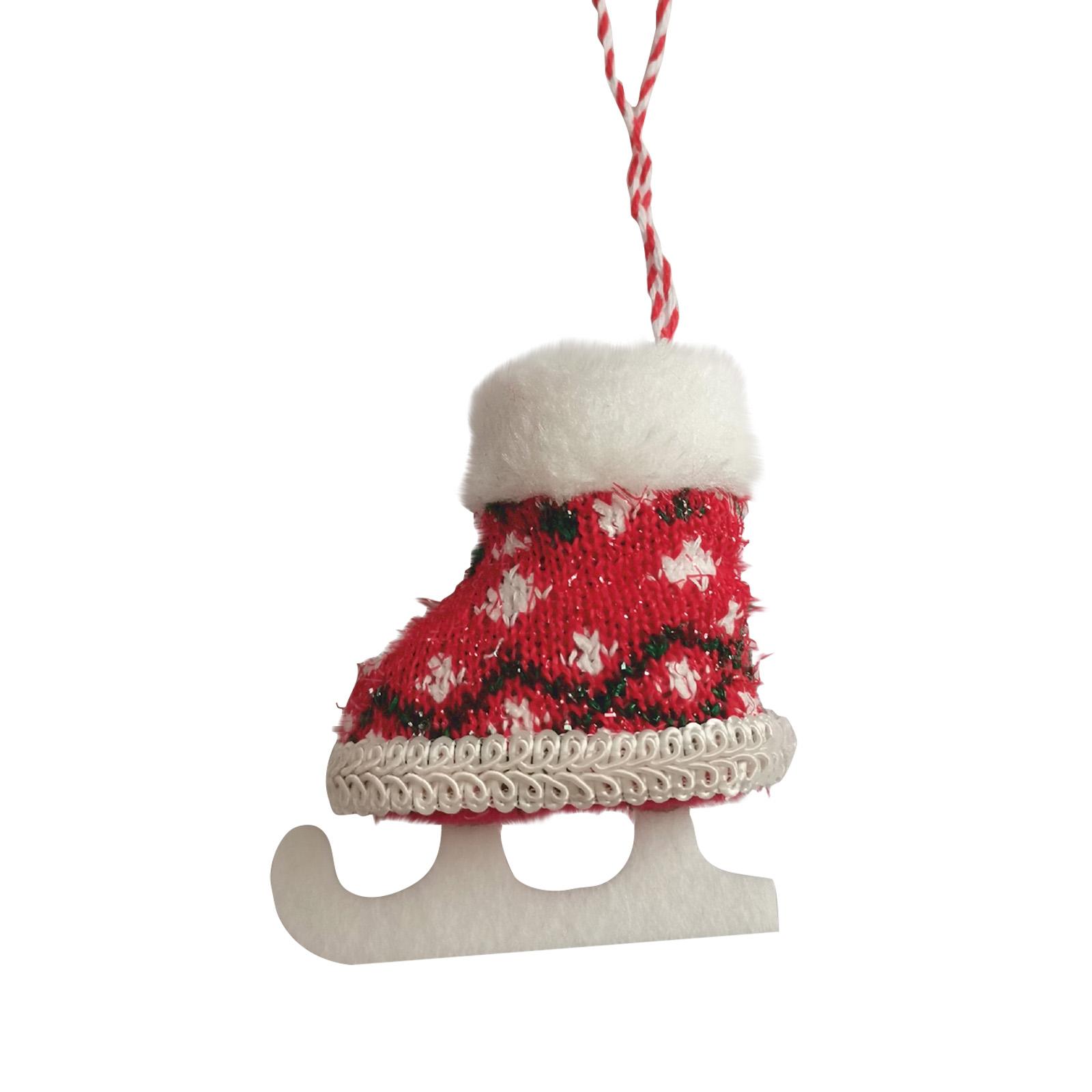 

Christmas Decoration Knitted Plush Skates Ice Skates Pendant Christmas Tree Decoration Pendant One Size красный