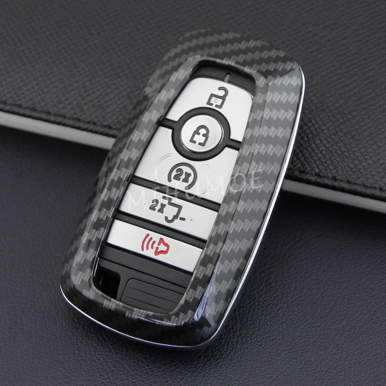 

Carbon Fiber Car Smart Key Fob Chain Cover Case for Ford Bronco Ranger Fusion F150 Explorer Kuga Edge Ecosport Lincoln Nautilus