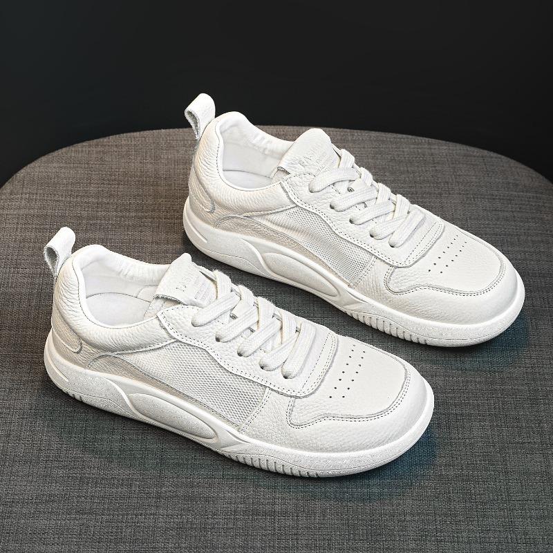 Leather Thick-soled Little White Shoes Women's New Spring and Summer Mesh Breathable, Light and Soft-soled Sports Board Shoes