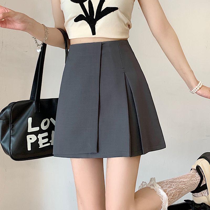 Autumn 2025 Women's Gray Irregular A-Line Mini Skirt - High-Waisted, Slimming, Hip-Hugging