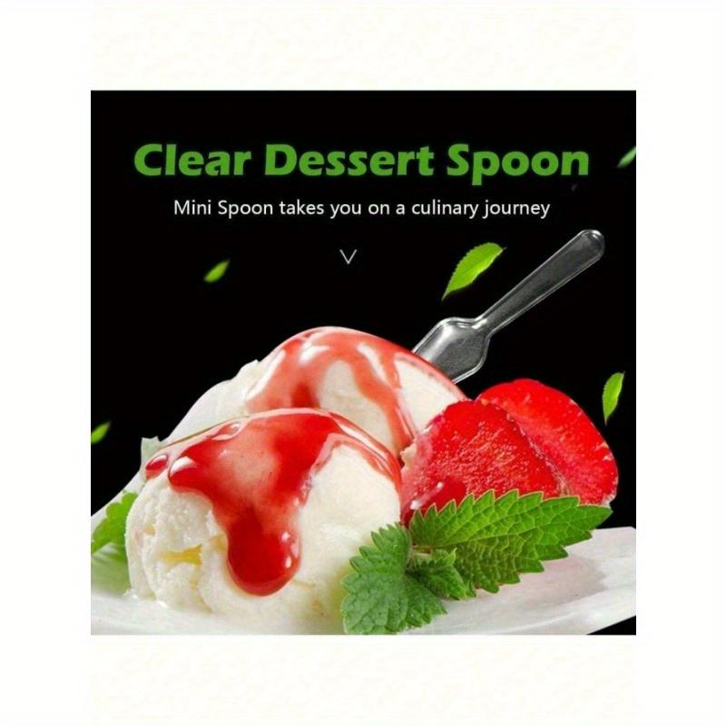 100 ks Průhledná dezertní lžička, Lžička na dort, Lžička na pudink, Lžička na zmrzlinu, Vhodná pro domácnost, Party potřeby, Sada příborů, Kuchyně