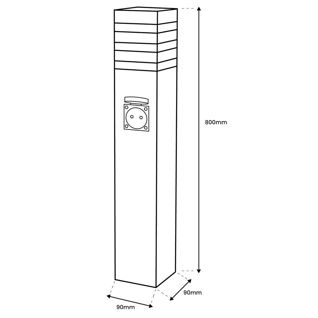 Garten-Stehleuchte E27 LED mit Steckdose Taxus 2 80cm