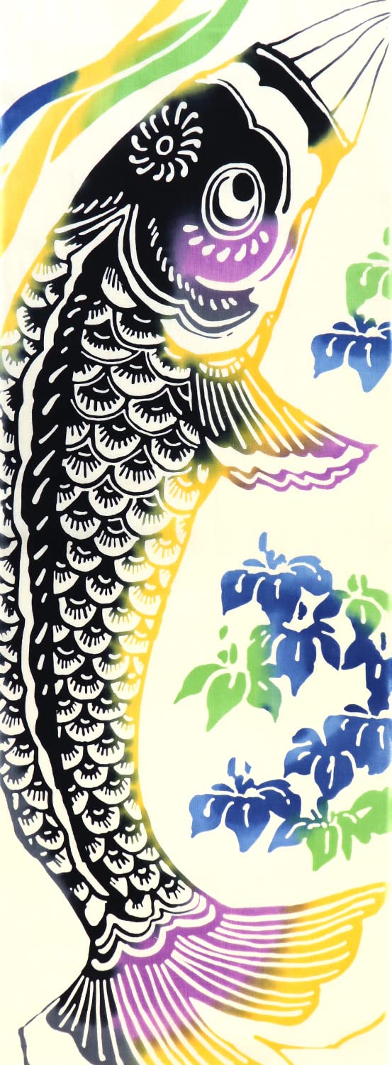 

КОЛЕКЦІЯ KOMESICHI Airashika Японські товари Chusen Tenugui Короп Короп Стрічка День День Фестиваль 33 x 90см Підйом (Чорний) Дитячий Хлопчачий