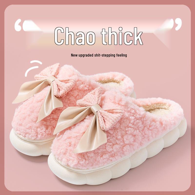 Women's Non-Slip Waterproof Thick-Soled Cotton Slippers – Cozy Furry Design for Autumn/Winter Maternity & Men's Wear