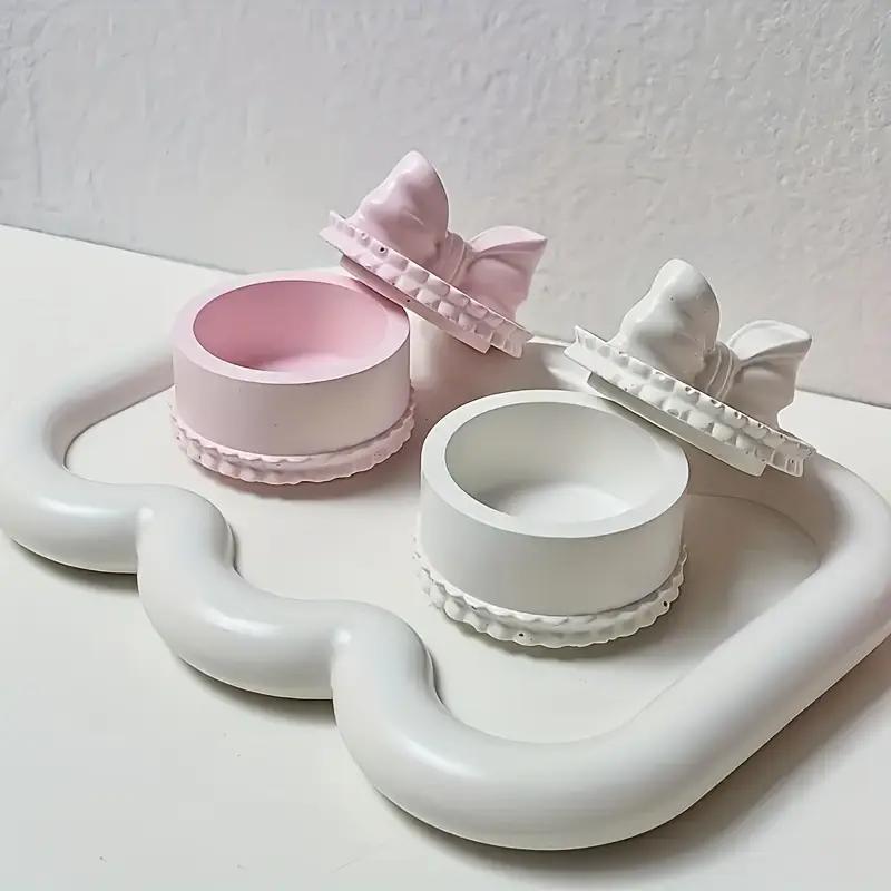 Mini Bow Shaped Storage Box Model Circular Gypsum Cement Relief Mold for DIY Epoxy Resin Handmade Jewelry Storage Creative Home