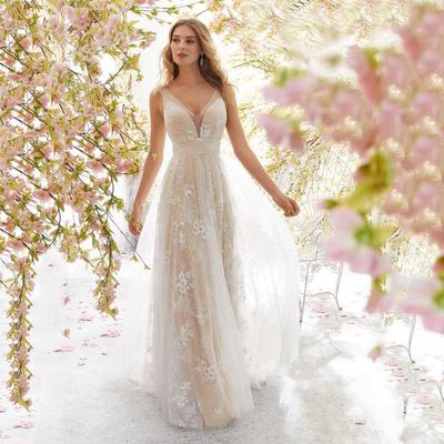 New European and American Wedding Dress Wish Sexy, Fashionable V-neck Sleeveless Lace Wedding Dress