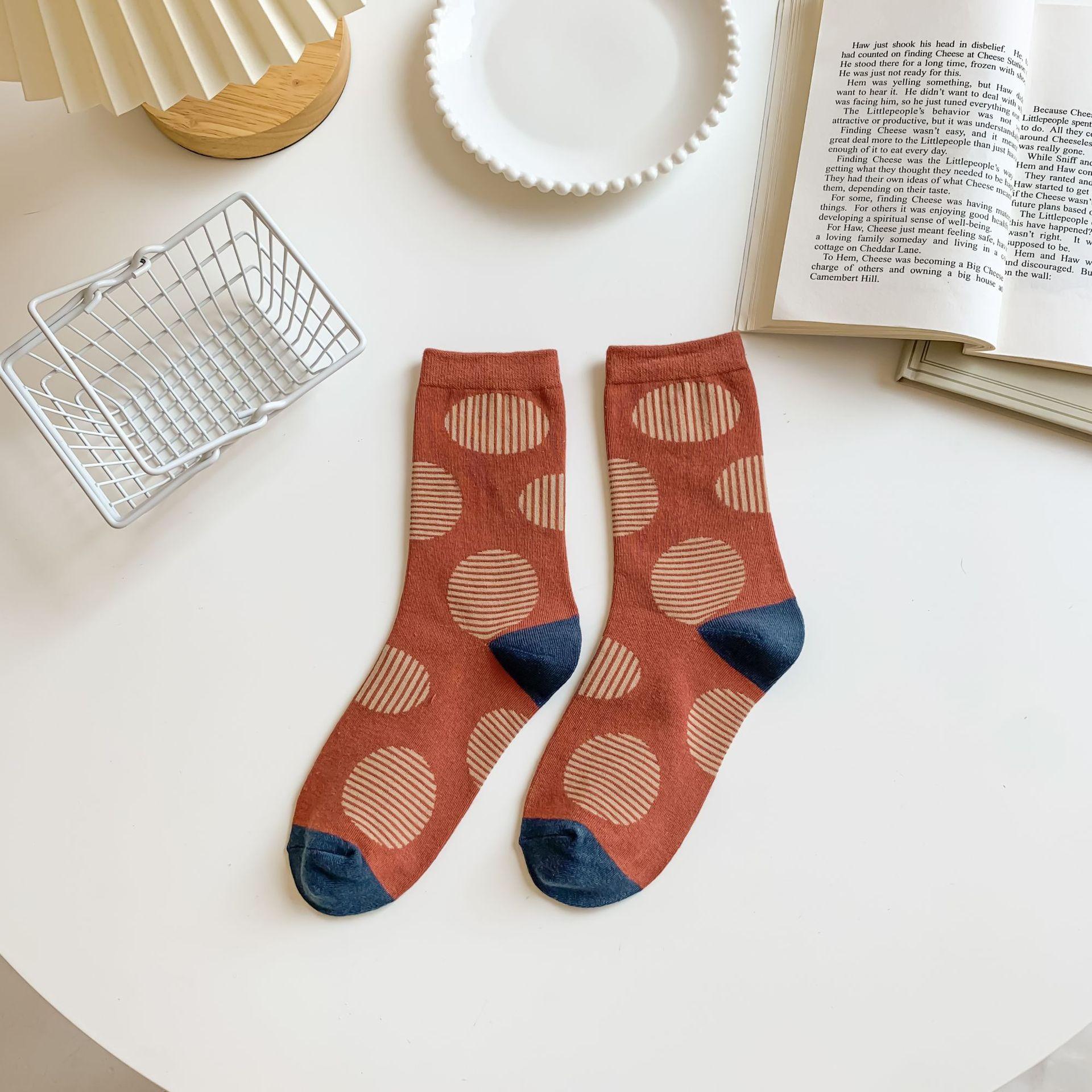 Shadow Big Polka Dot Socks Fashion Mid-Leg Socks Trendy Socks Personalized Cotton Socks