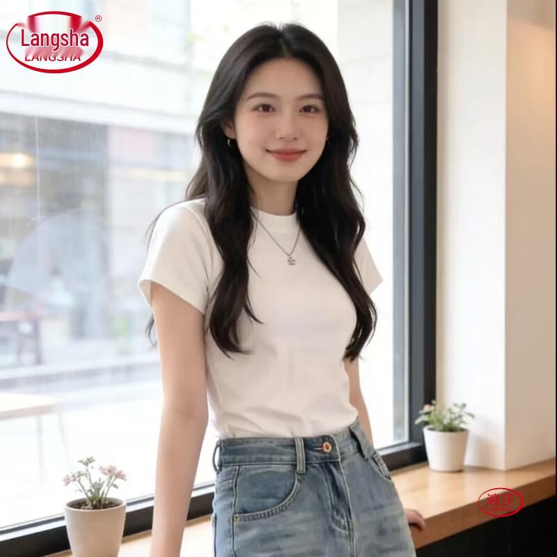 Langsha Women s Short Sleeve Round Neck T-Shirt M