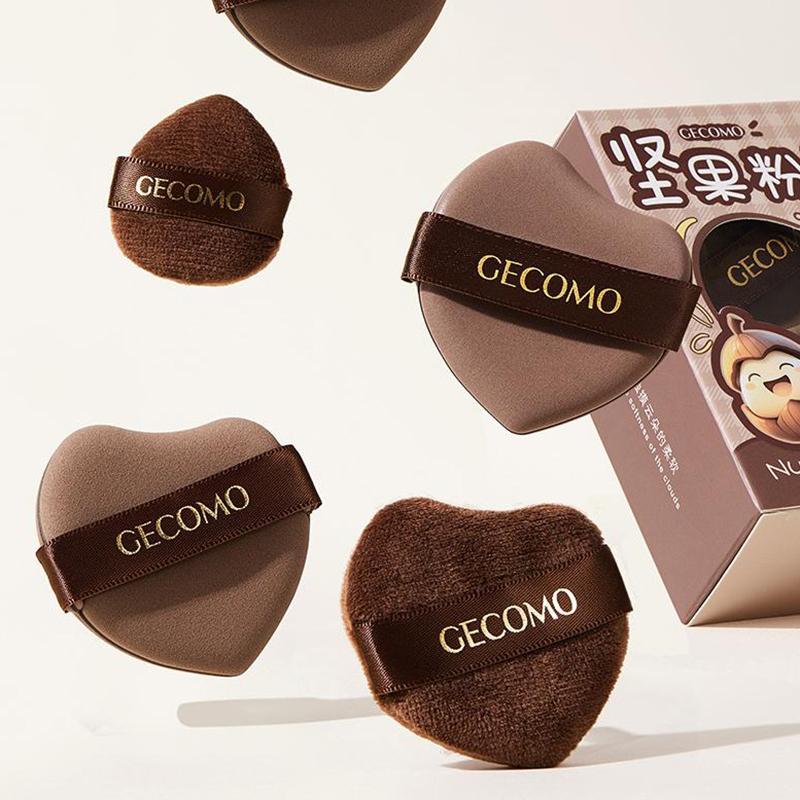 Surface Flocking Makeup Puff Soft Skin-friendly Air Cushion GECOMO 6 PCS Nut Powder Puff Set Sponge Dry And Wet Dual-Use Leather