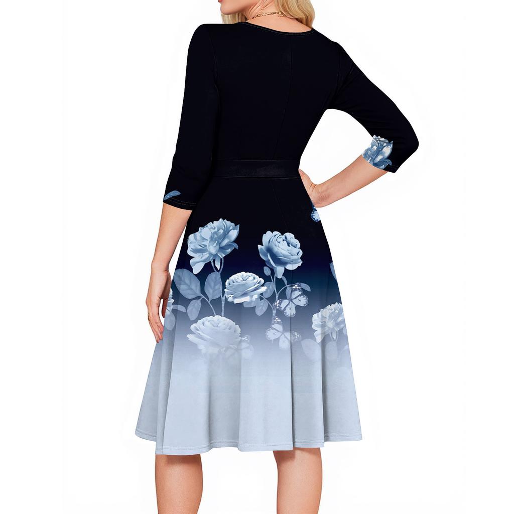 Women's Cocktail Dresses 3/4 Sleeve Vintage Wedding Guest Dress