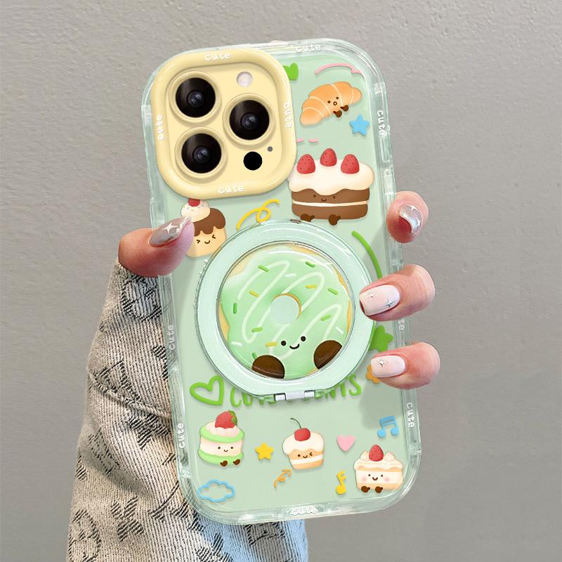 Cute Dessert Themed Jelly Phone Case With 360 Stand For Iphone