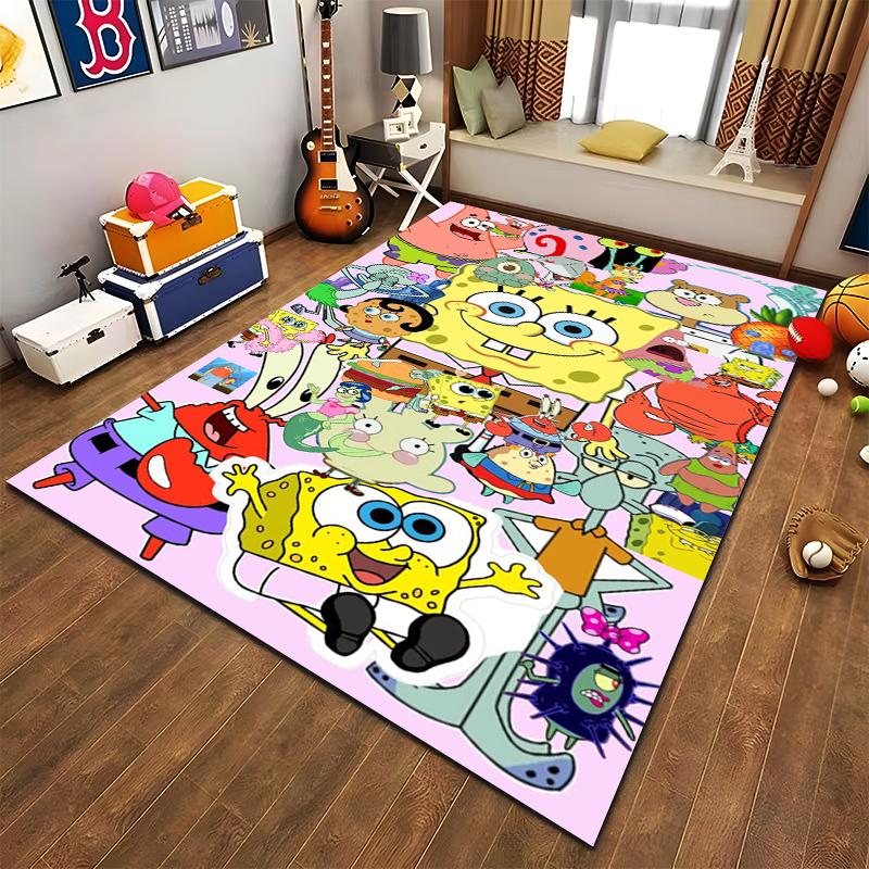 Colorful SpongeBob Cartoon Carpet, Perfect for Kids' Rooms. Suitable for Use As an Anti-slip Game Mat for Living Room and Bedroom Sofas
