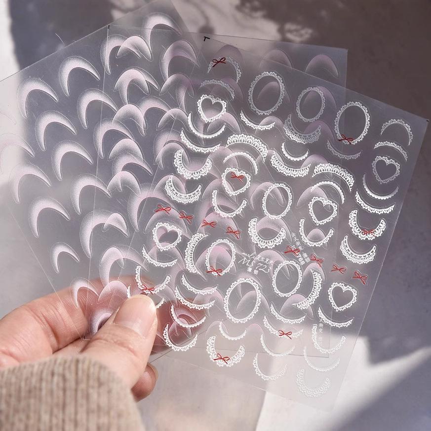 Tomoni Retro Kids' Nail Stickers: Thin, Tough, Lace French Collaboration.