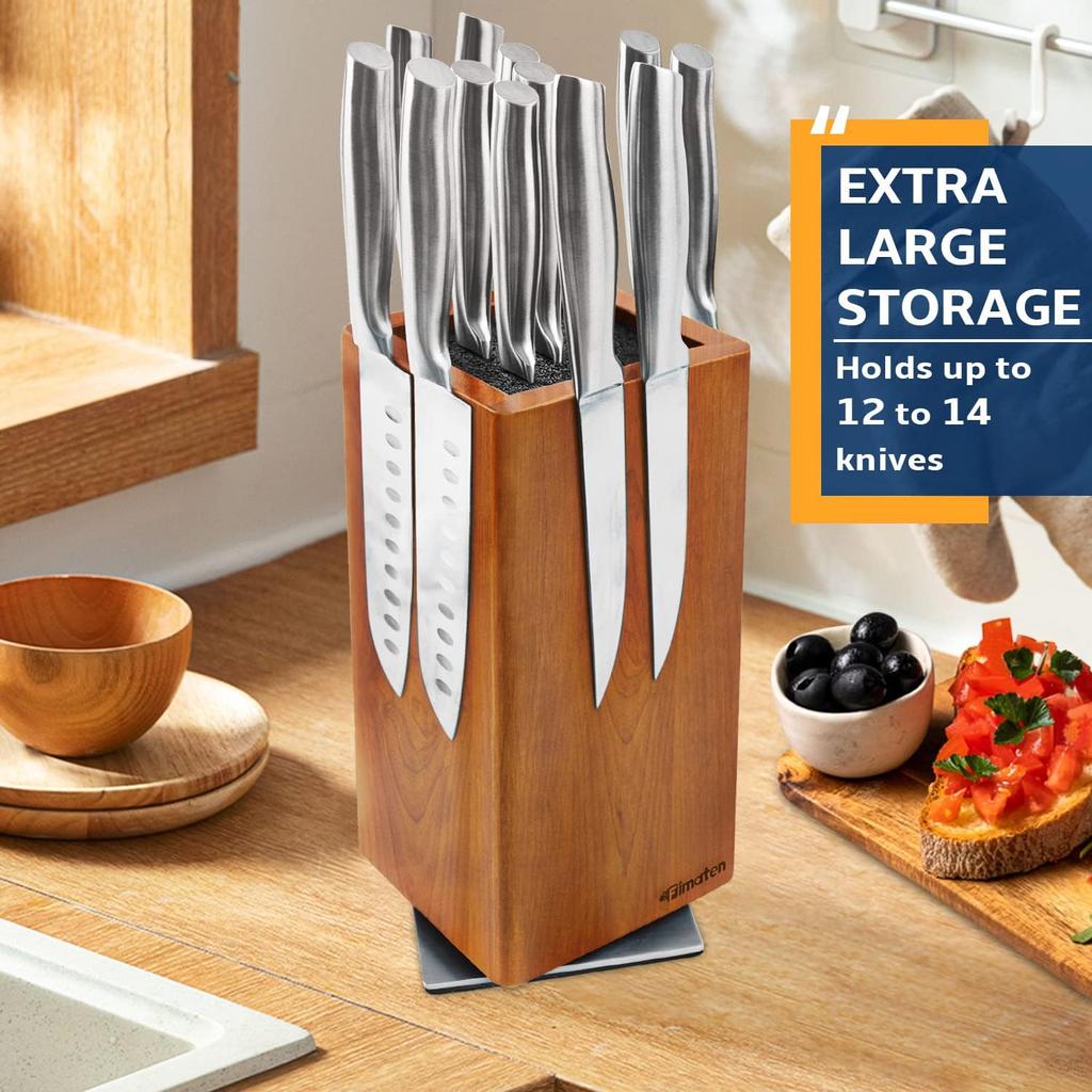 360° Rotatable Magnetic Knife Holder, Fine Acacia Wood Magnetic Knife ...