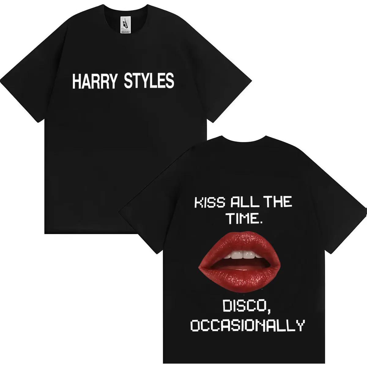 

Harry Styles Kiss All The Time Disco Occasionally Hip Hop Print T-Shirt Crewneck Cozy Men Short Sleeve T-shirts Teenagers Unisex 4XL