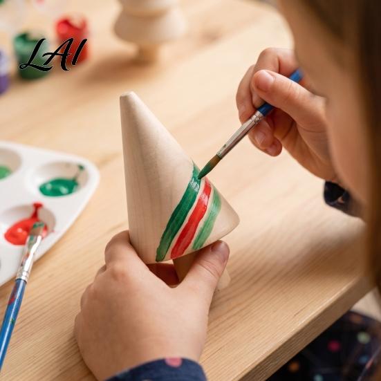 Handmade Holiday Decoration DIY Unfinished Wooden Kit Blank Craft Christmas Tree Wood Figurines Party Crafting Material for Kids Painting