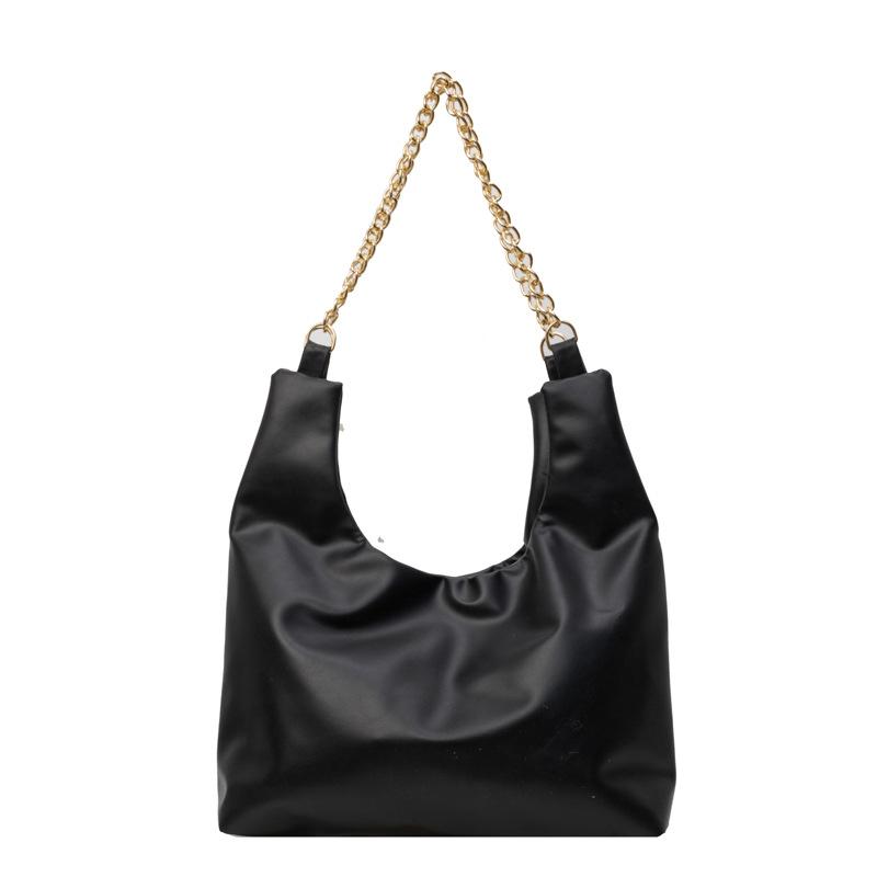 

Корейская версия ретро сумки-тоут для женщин 2024 года, новая модная сумка через плечо с ленивым ветром, большая вместительная сумка на цепочке для повседневного ношения чёрный