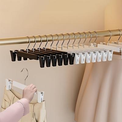 10Pcs Cintre pour Vêtements Pantalons, Porte-Jupes Gain de Place, Pinces Réglables, Cintre pour Pantalons, Cintre pour Vêtements Manteau Vêtement Jeans
