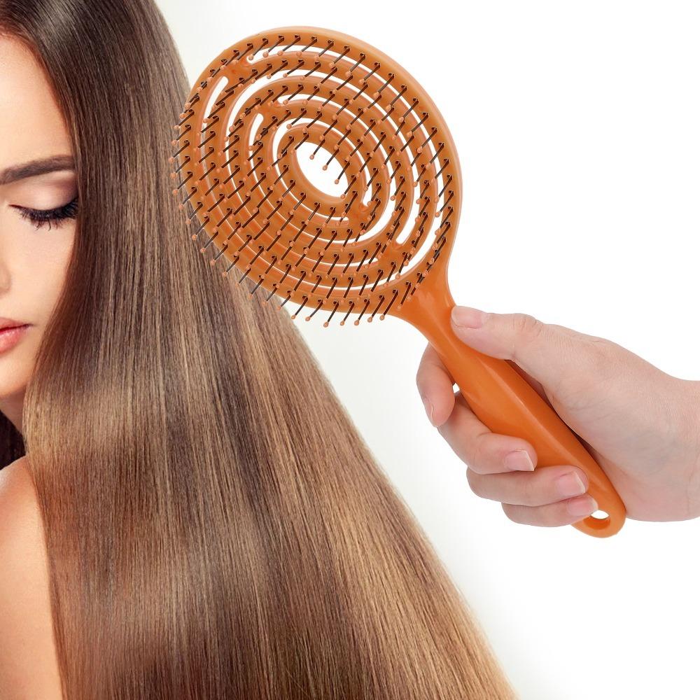 Round Head Hair Detangling Brush Super Soft Glides Vented Detangling Hair Brush For Curly Hair оранжевый