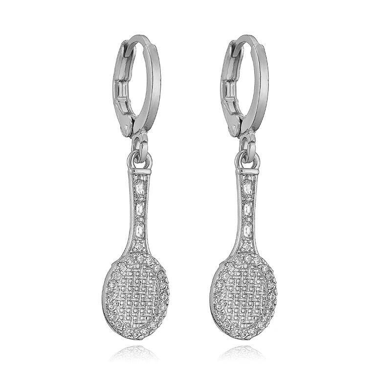 HECHENG, Small Pendant Earrings Shell Flower Sports Sweet and Cute Women's Zircon Party Earrings 1 Pair