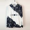 Felpa con cappuccio con coulisse e stampa luna casual a maniche lunghe Abbigliamento da donna
