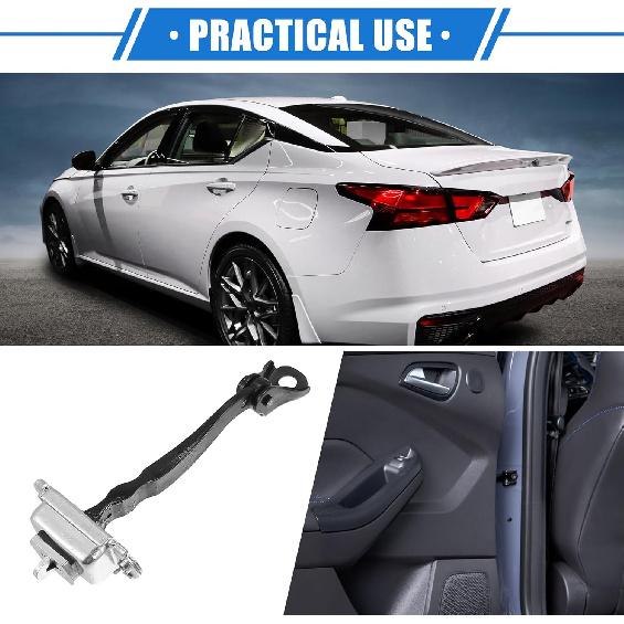 2 Pcs Door Check Stop Strap No.80430ZX60A/80430JA000/80430ZN51A for Nissan Altima 2007-2012, Durable Metal Silver Tone Front