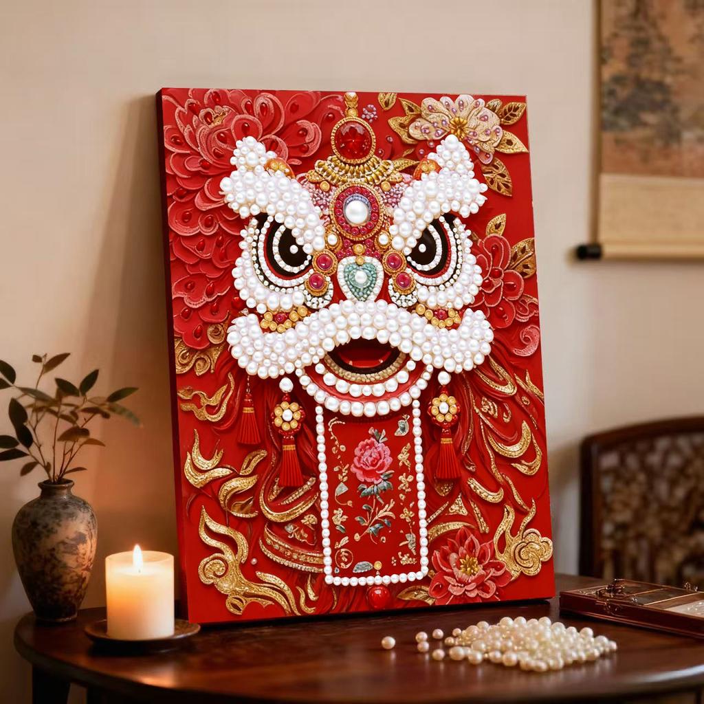 Decorative Painting Material Package, Handmade Diy National Style Ornament, Year Of The Horse Pearl Painting With Photo Frame, Living Room Entrance