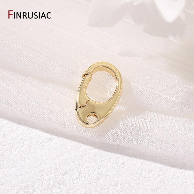 14K Gold Plated Brass Heart Shape Spring Clasp Connector Clasp For DIY Bracelet Necklace Handmade Jewelry Making Findings
