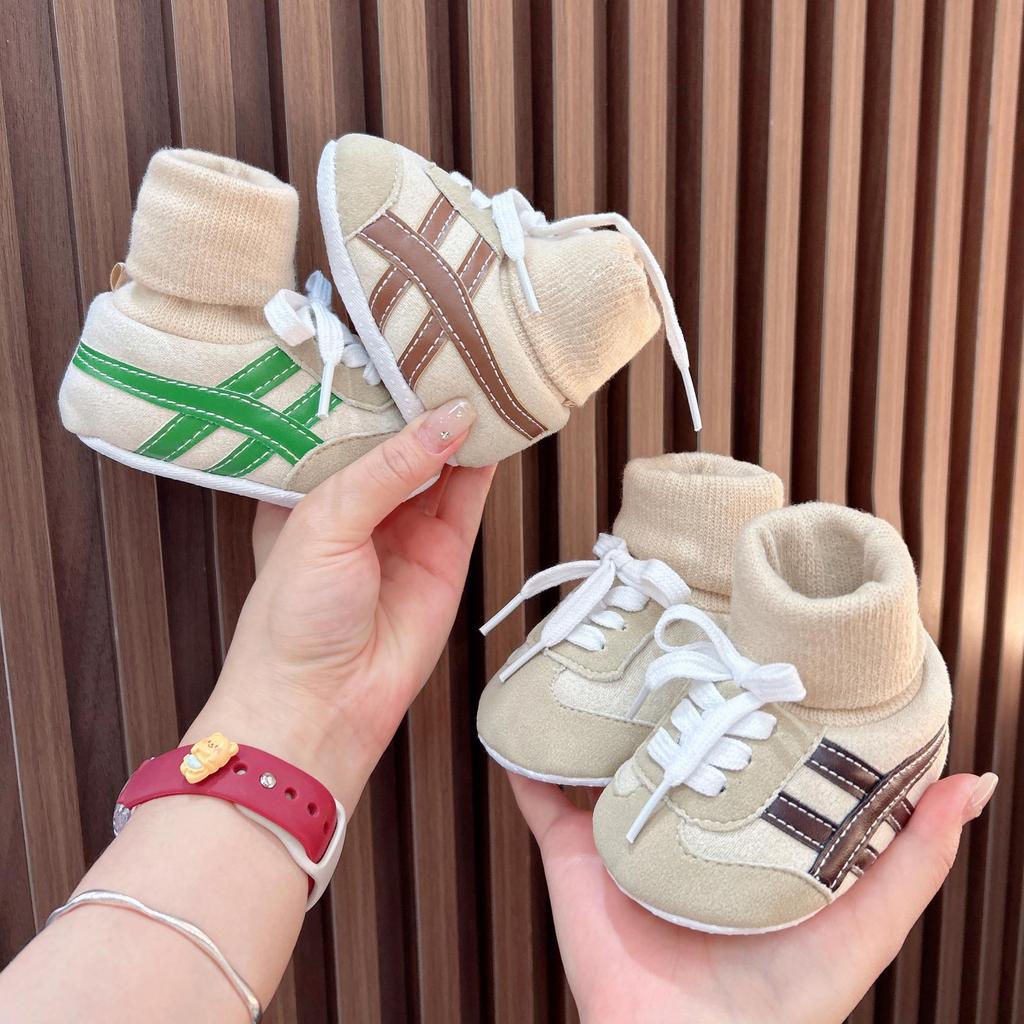 İlkbahar & Sonbahar Bebek Ayakkabıları: Kaymaz Yumuşak Tabanlı Ayakkabı-Çorap Kombinasyonu, Erkek ve Kız Çocukları İçin, 0-12 Ay