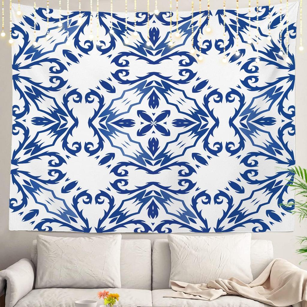 White Snow Wall Tapestry, Grey Wall Hanging Large Tapestry Decoration Polyester Fiber White Hem Around for Dorm Room Bedroom