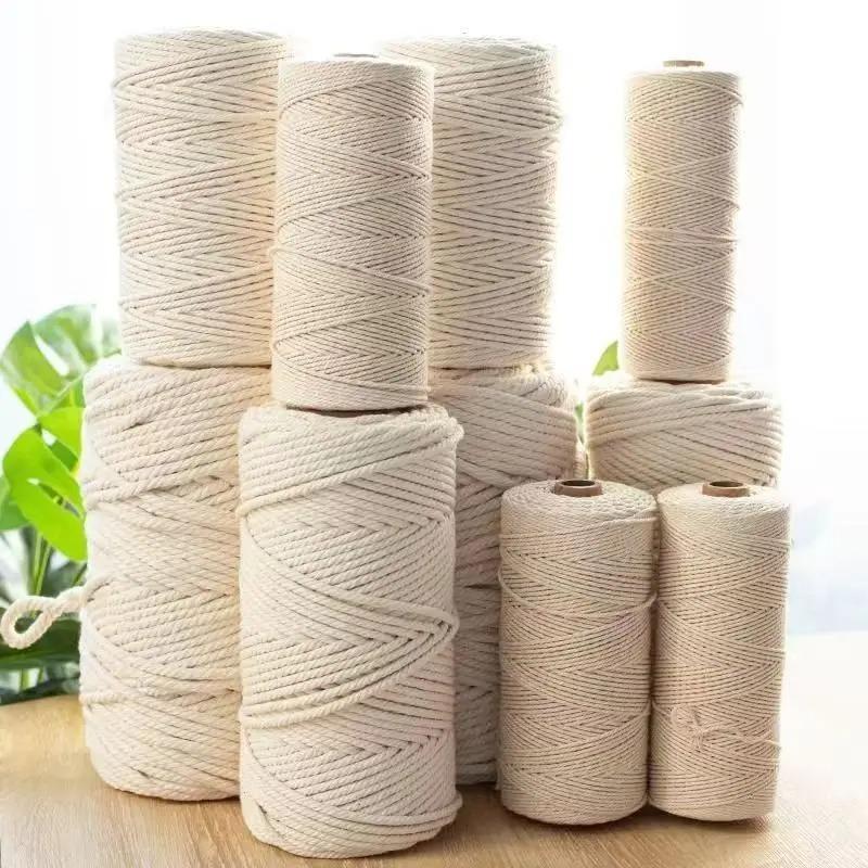 Handmade Macrame Cord Boho Decor 1/2/3/4/5/6mm Beige Cotton Cord Rope Twisted String DIY Home Wedding Decoration Supply