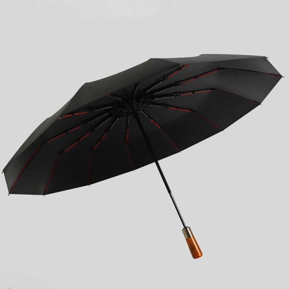 36 Bone Automatic Rain Umbrella Wood Handle Women's Parasol Durable Parasol Men's Business