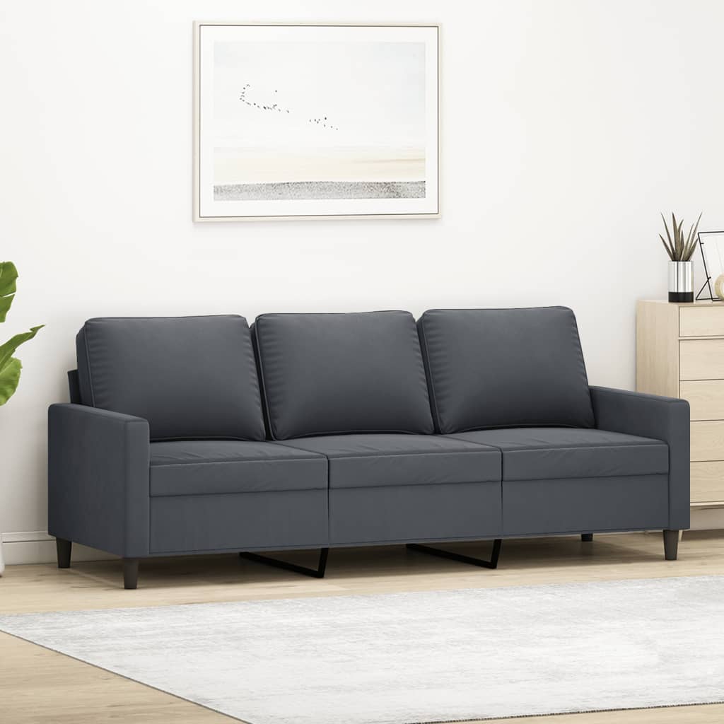 vidaXL 3-Sitzer-Sofa Dunkelgrau 180 cm Samt graue