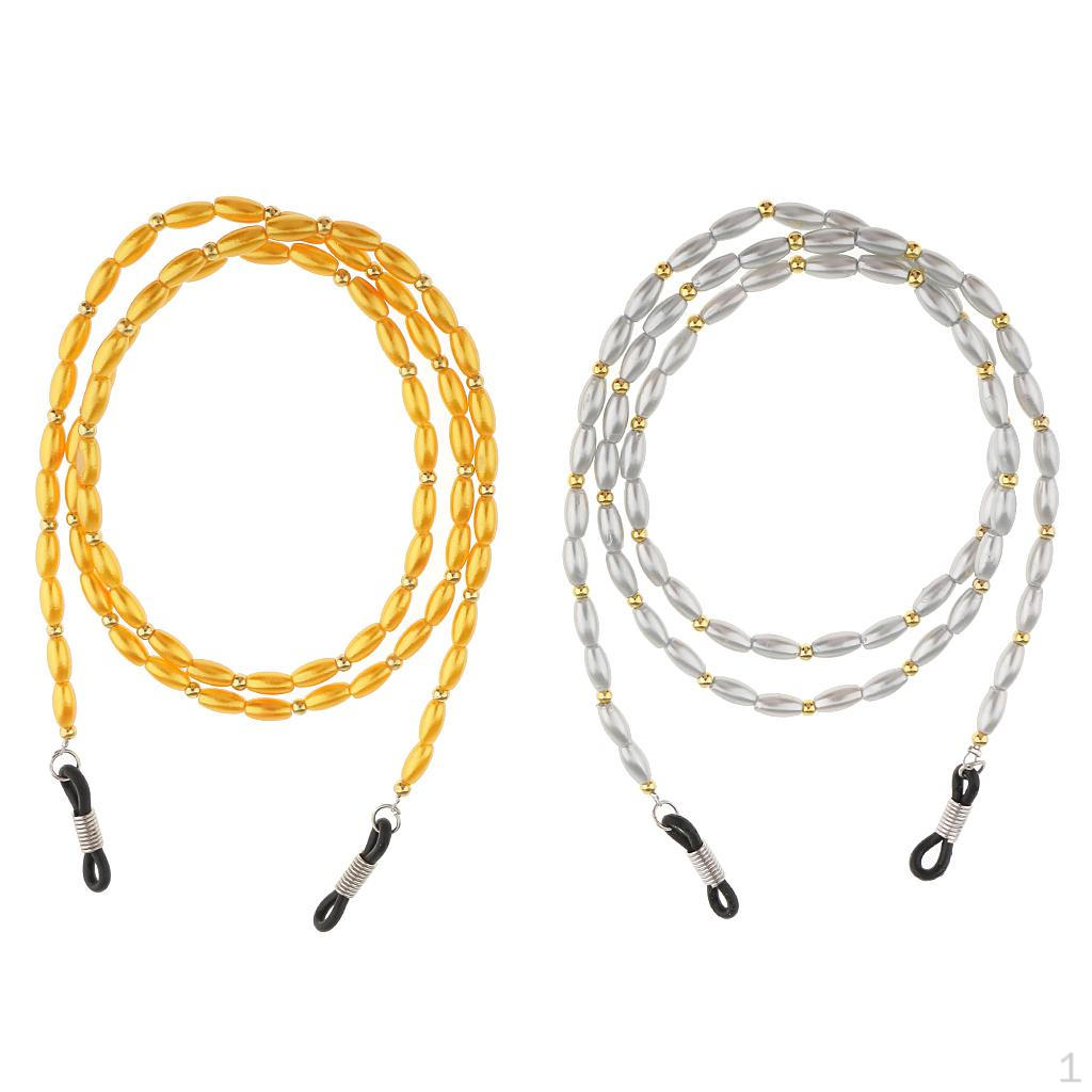 

2 Pcs Glasses Cord Holder Necklace Sunglass Neck Strap Gold Silver