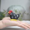 Wooden Small Reed Flower Rooster Figurine Cute Miniature Zodiac Chicken Figures Book Nook Ornament Cartoon Animal Wooden Gift