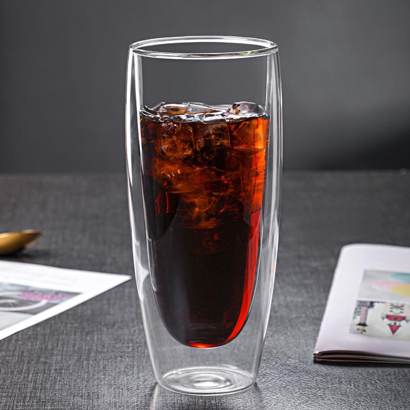 Double Wall Glass Coffee Milk Cup, Cold Drink Juice Beer Water Bottle, Household Bar Creative Drinkware, 600ml Large Capacity 600ml