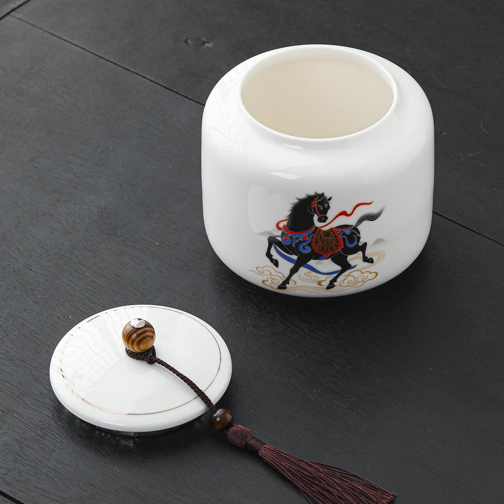 Ceramic Lard Jade Porcelain Tea Canister: Sealed, Moisture-Proof Storage Jar with Custom Logo.