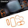 4pcs Cup Holder Frame & Gear Shift Ring Trims for Jeep Wrangler JK 11-17 Orange