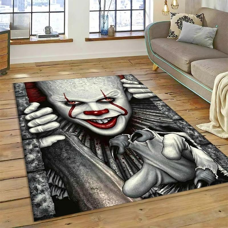 Tappeto Personaggio Film Horror Chucky Pennywise Halloween per Camera da Letto Soggiorno Casa Decorazione Divano, Tappetino Grande Decorativo da Pavimento