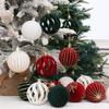 Velvet Hanging Ornaments Set of 6 for Christmas Tree Decoration Red Green
