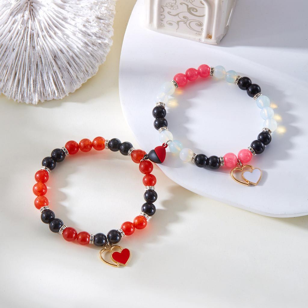 

Handmade Heartshaped Magnetic Couple Bracelets For Romantic Gift And Valentines Day StyleD
