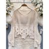 Heavy Industry Asymmetrical Hem Vacation Style Blouse Crocheted