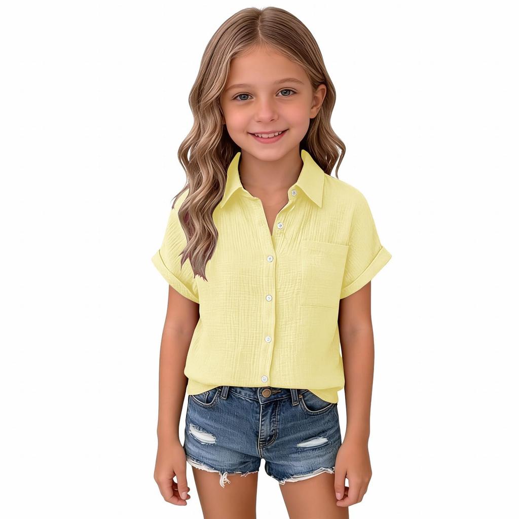 Damen Leinen V-Ausschnitt Kurzarm Hemd Sommer Leichtes Strand Top