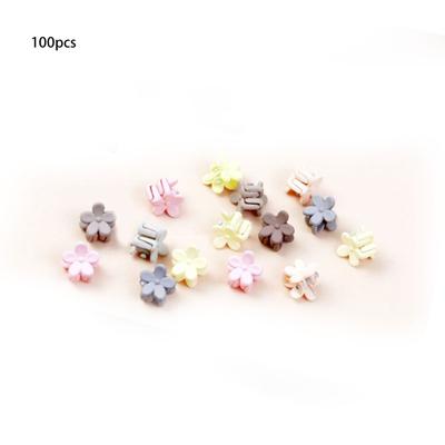 100pcs Small Hair Clips Bow Tie Flower Fruit Shaped Cute Portable Mixed Bright Color Mini Hair Claw