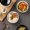 Japanese Creative Cooking Tableware Hotel Commercial Rice Bowl Household Ceramic Bowl Single Black And White New One Person Food