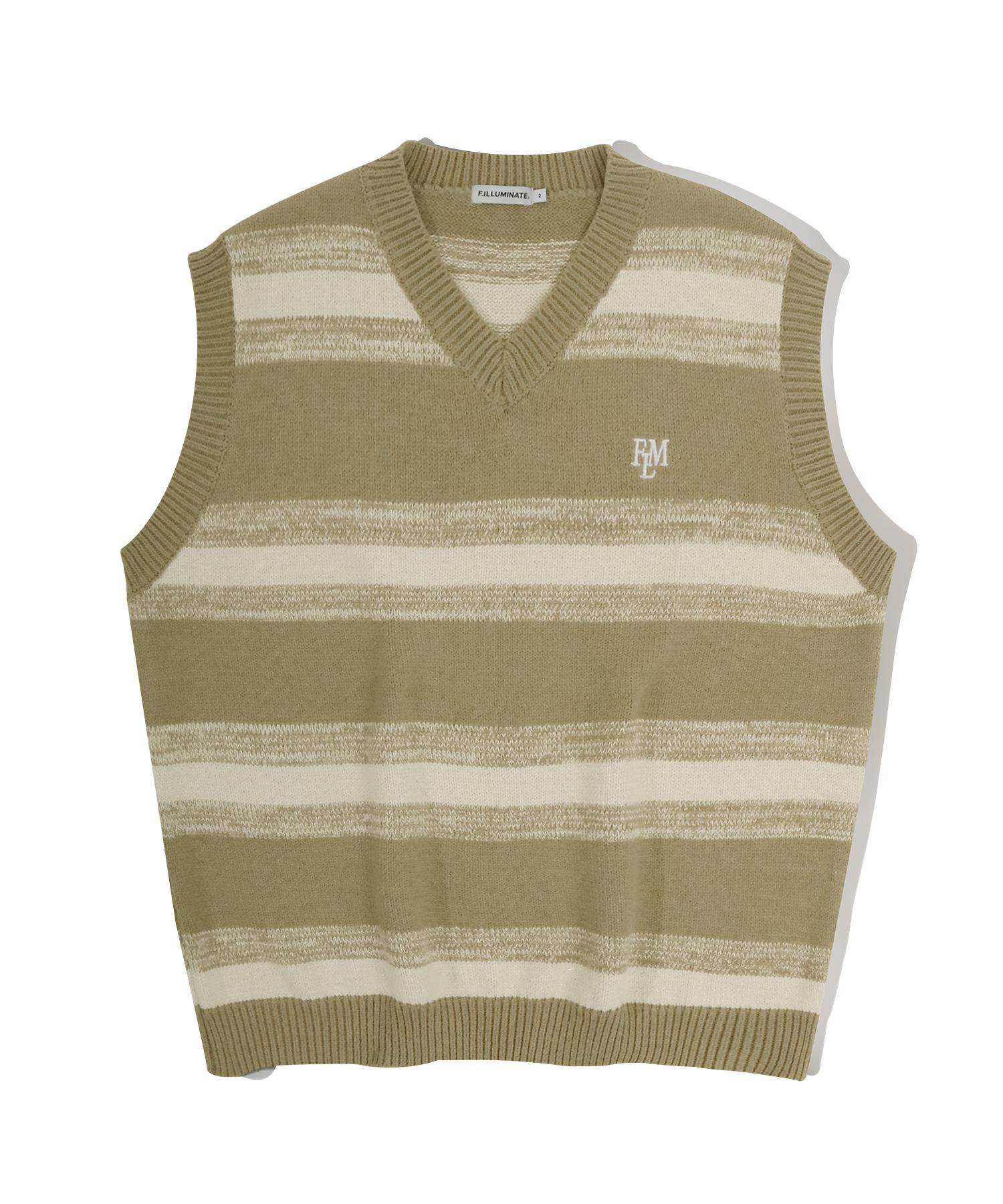 Illuminate Flm Striped Knit Vest - Khaki Khaki/1