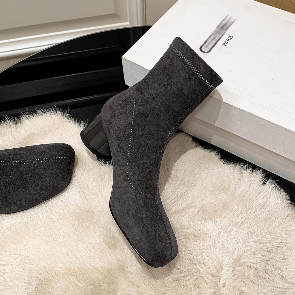 5CM Korean Small Ankle Boots 2025 Autumn and Winter New Suede Elastic Thin Boots Small Short Boots Commuting Versatile Single Boots Women
