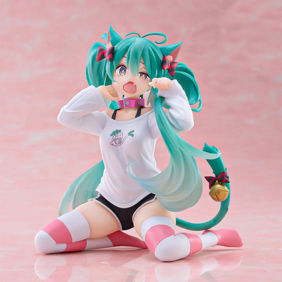 New Hatsune Miku Desktop Cute Action Figure 11cm Neko T-Shirt Ver. Anime Figurine Kawaii Girl Model Toy Gifts